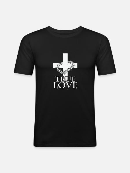True love Jesus Christ Cross - Men's Slim Fit T-Shirt - black