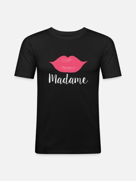 Madame Lips Big white - Men's Slim Fit T-Shirt - black