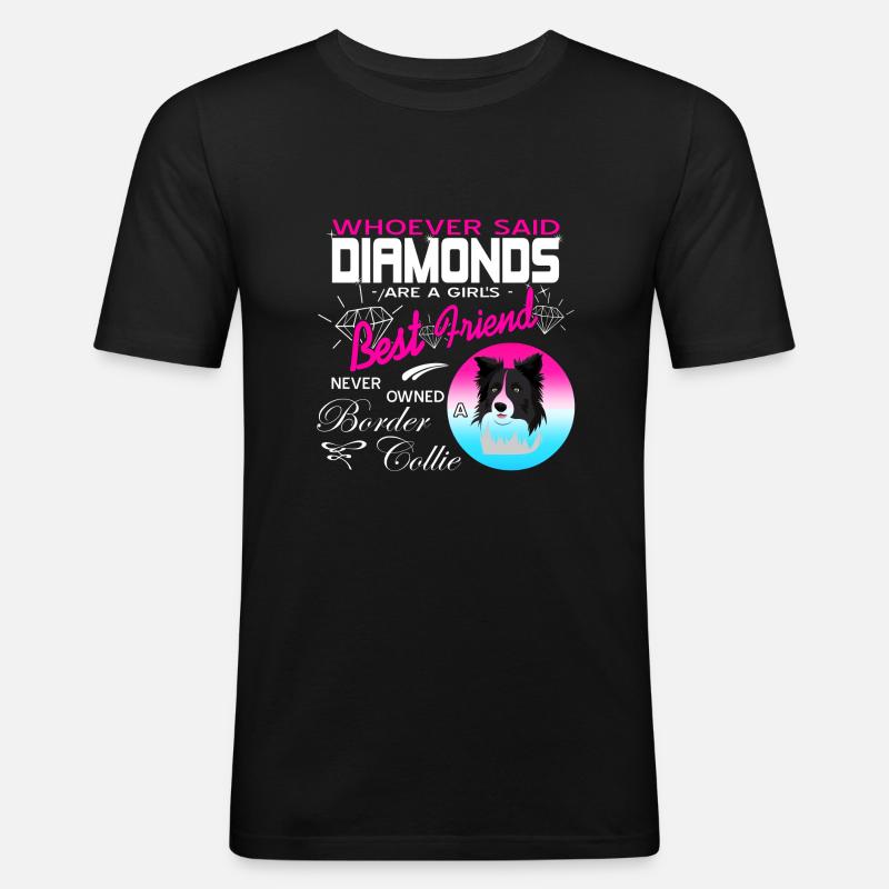 Border Collie - Männer Slim Fit T-Shirt - Schwarz