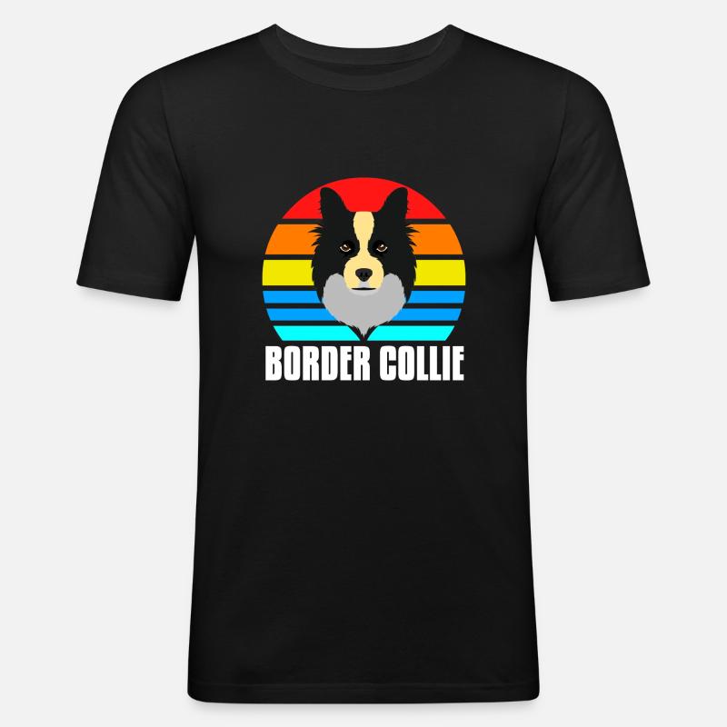 Border Collie - Männer Slim Fit T-Shirt - Schwarz