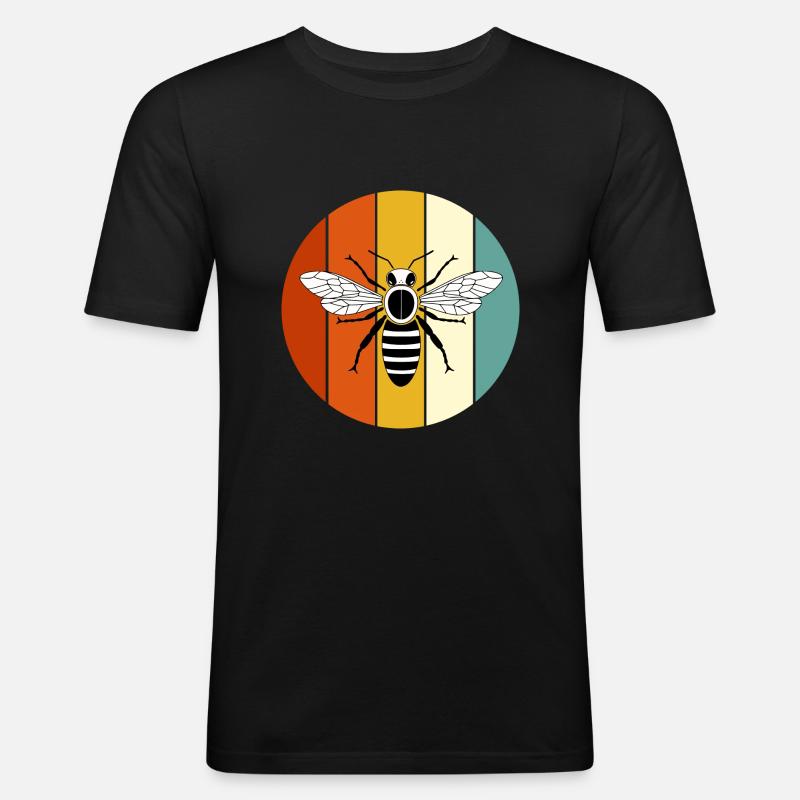 Biene - Männer Slim Fit T-Shirt - Schwarz