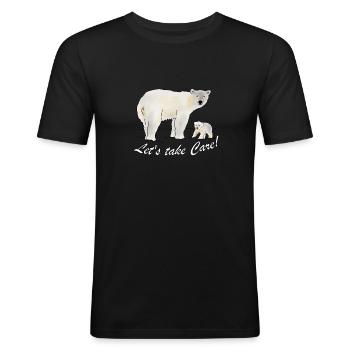 Eisbär, Klima, Umweltschutz - Männer Slim Fit T-Shirt - Schwarz - Vorne - Nik (191cm)