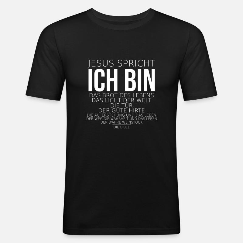 jesus ich bin - Männer Slim Fit T-Shirt - Schwarz