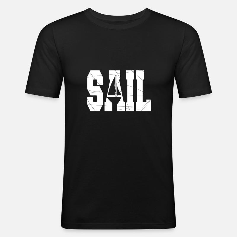 Segelboot - Männer Slim Fit T-Shirt - Schwarz