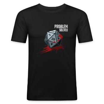 D20 Cube - Problem solved - Men's Slim Fit T-Shirt - black - Front - Nik (191cm)