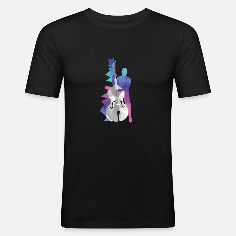 Kontrabass - Männer Slim Fit T-Shirt - Schwarz