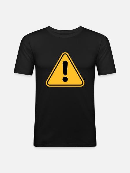 Advarselstegn / Udråbstegn - Herre Slim Fit T-Shirt - sort