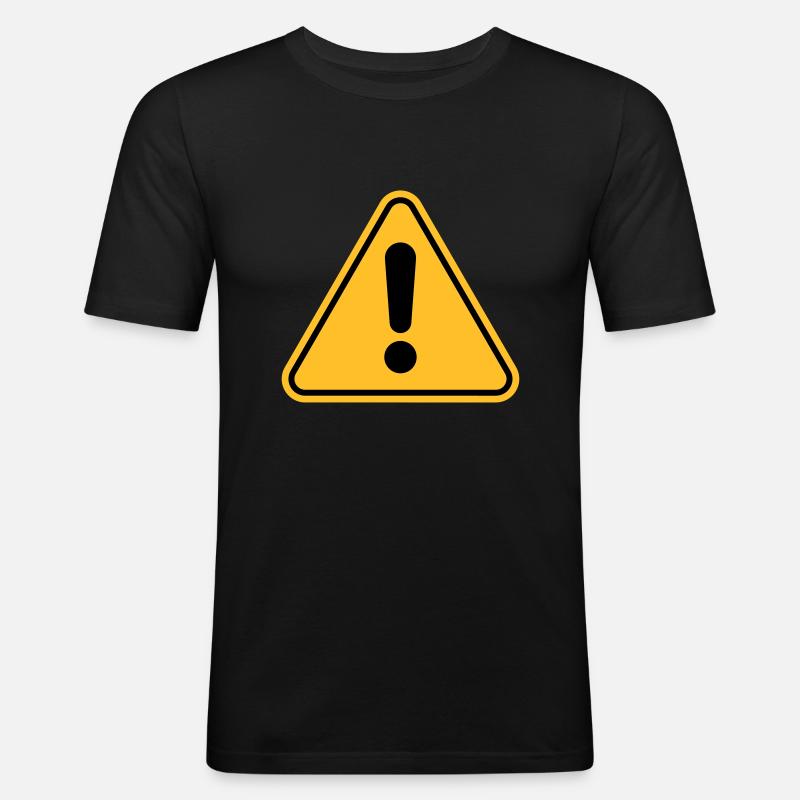 Panneau d’avertissement / Point d’exclamation - T-shirt près du corps Homme - noir
