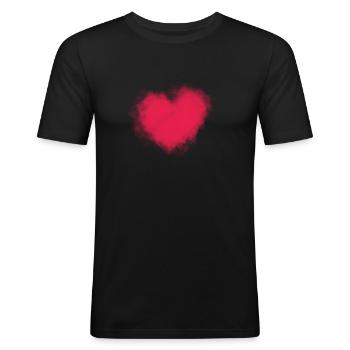 coeur nuages dissous faded brouillard art créatif - T-shirt près du corps Homme - noir - Devant - Nik (191cm)