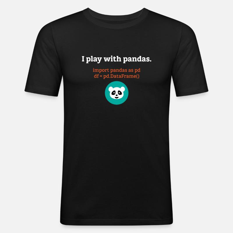 Pandas Datenwissenschaft Informatik Geschenk - Männer Slim Fit T-Shirt - Schwarz