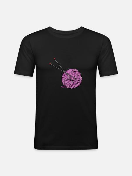 Pink knitting yarn - Men's Slim Fit T-Shirt - black