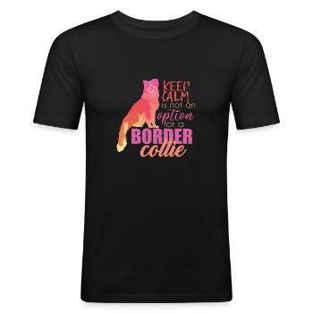 Border Collie - T-shirt près du corps Homme - noir - Devant - Nik (191cm)