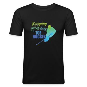 Eishockey - Männer Slim Fit T-Shirt - Schwarz - Vorne - Nik (191cm)