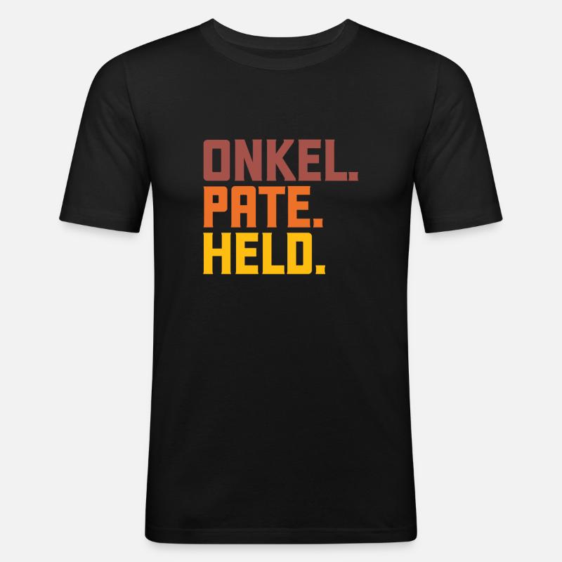 onkel pate held - Männer Slim Fit T-Shirt - Schwarz