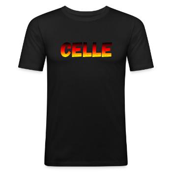 Celle - T-shirt près du corps Homme - noir - Devant - Nik (191cm)