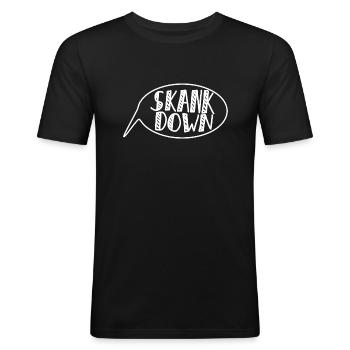 skank down speech bubble - Men's Slim Fit T-Shirt - black - Front - Nik (191cm)