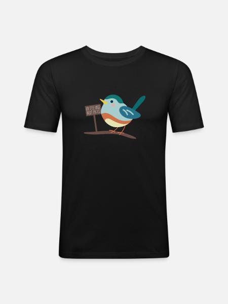 Dicker Vogel - Männer Slim Fit T-Shirt - Schwarz