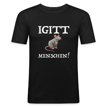 Igitt Menschen | lustige Sprüche, lustige Bilder - Männer Slim Fit T-Shirt - Schwarz - Vorne - Nik (191cm)