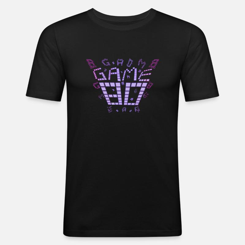game 80s design purple - Männer Slim Fit T-Shirt - Schwarz