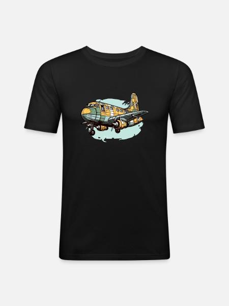 Passagierflugzeug - Männer Slim Fit T-Shirt - Schwarz