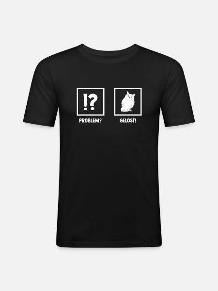 Eulen - Männer Slim Fit T-Shirt - Schwarz