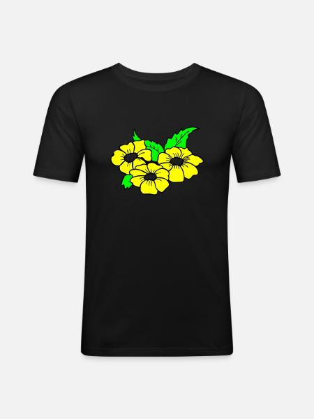 Fleur - T-shirt près du corps Homme - noir