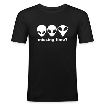 Grey Aliens - Are you missing time? - Men's Slim Fit T-Shirt - black - Front - Nik (191cm)
