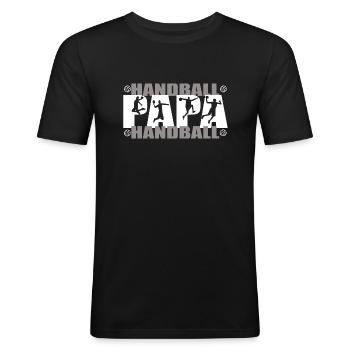Handball dad - Men's Slim Fit T-Shirt - black - Front - Nik (191cm)