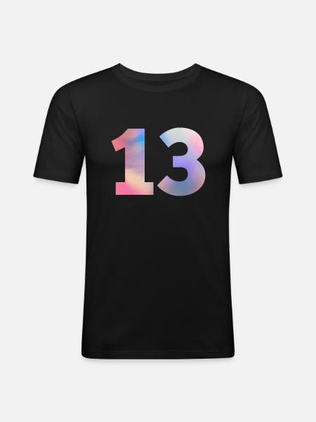 Colorful Number 13 - Men's Slim Fit T-Shirt - black