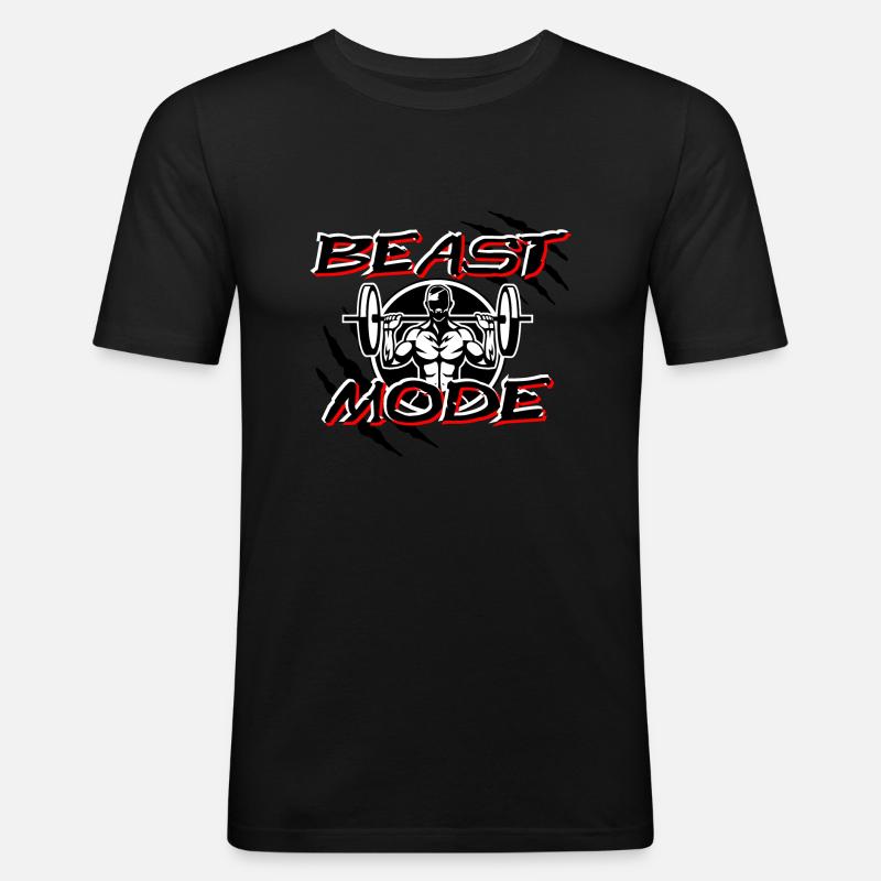 BEAST MODE // WHITE - Männer Slim Fit T-Shirt - Schwarz