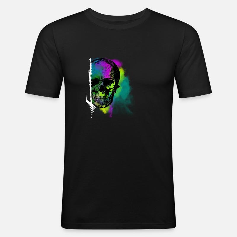 Colour Skull - Männer Slim Fit T-Shirt - Schwarz