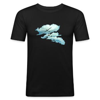 Route nuageuse planeurs planeurs - T-shirt près du corps Homme - noir - Devant - Nik (191cm)