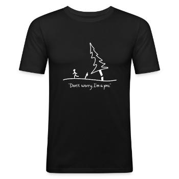 Motorsäge Geschenk - Männer Slim Fit T-Shirt - Schwarz - Vorne - Nik (191cm)