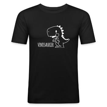 Vinosaurier Geschenk Spruch Party Wein Alkohol - Männer Slim Fit T-Shirt - Schwarz - Vorne - Nik (191cm)