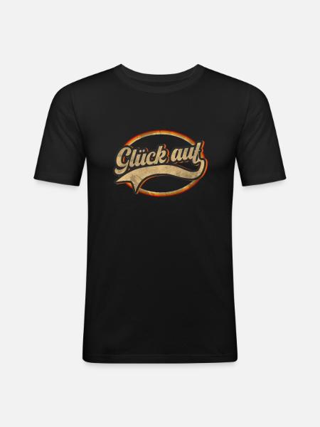 Glück auf - Männer Slim Fit T-Shirt - Schwarz