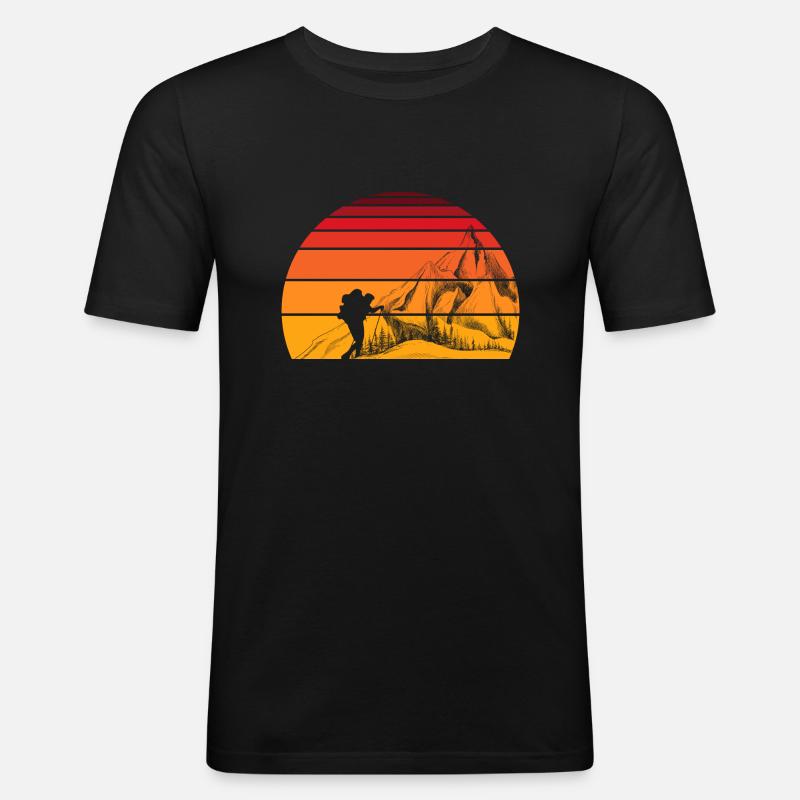 Berge - Männer Slim Fit T-Shirt - Schwarz