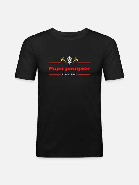 Papa Pompier - T-shirt près du corps Homme - noir