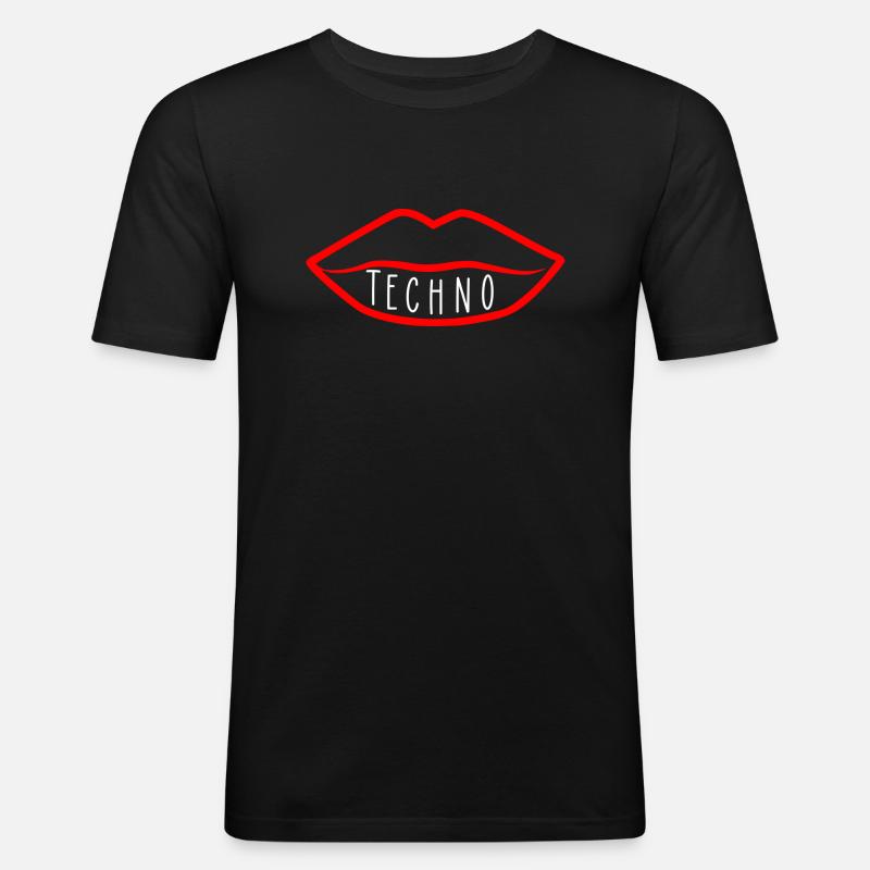 Techno-Musik-Lippe - Männer Slim Fit T-Shirt - Schwarz