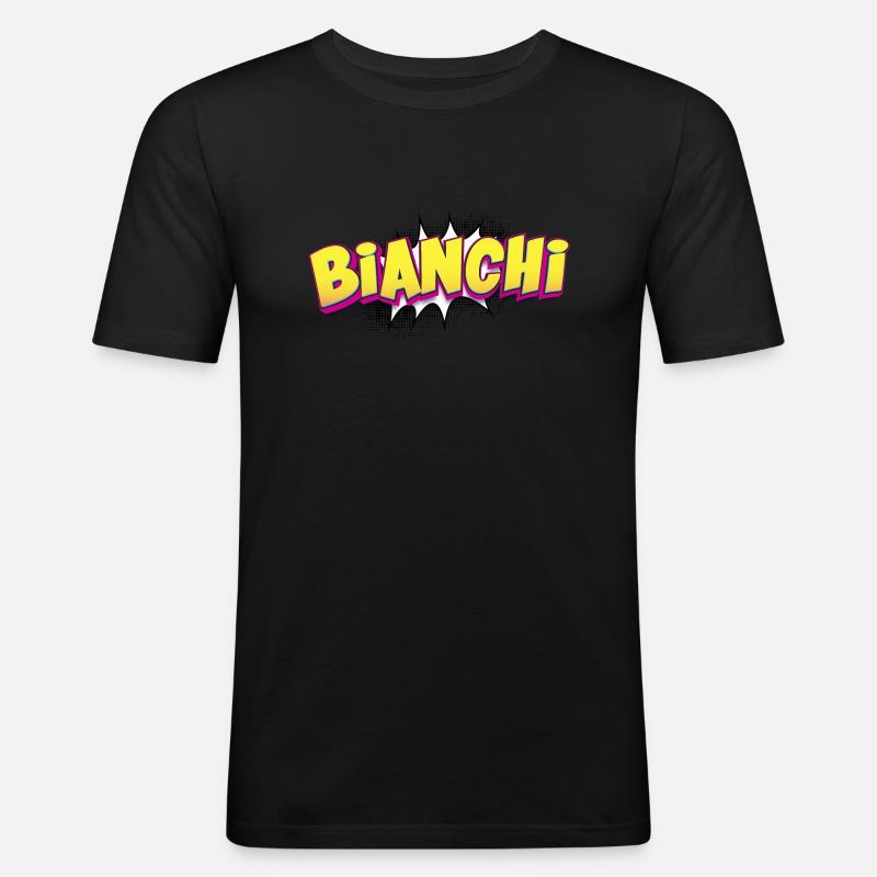 Bianchi benutzerdefinierter Name Comic-Stil Pop-Art, - Männer Slim Fit T-Shirt - Schwarz