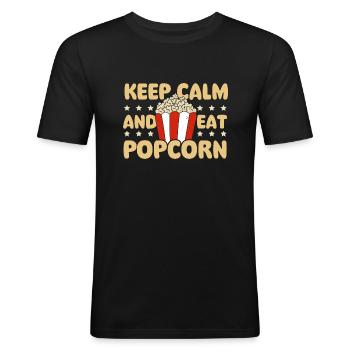 Keep Calm And Eat Popcorn - Popped Corn Kernel - Men's Slim Fit T-Shirt - black - Front - Nik (191cm)