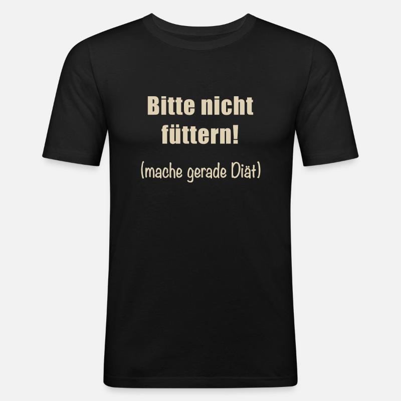 Bitte nicht füttern! - Männer Slim Fit T-Shirt - Schwarz
