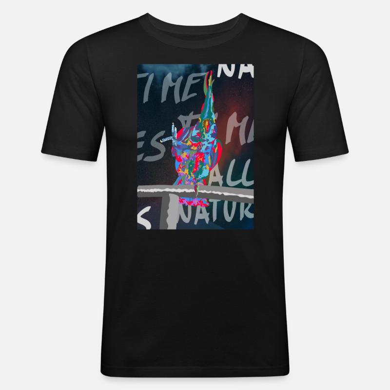 Kakadu Papagei Kunst Bild - Männer Slim Fit T-Shirt - Schwarz