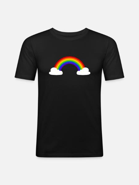 Rainbow with clouds - Men's Slim Fit T-Shirt - black