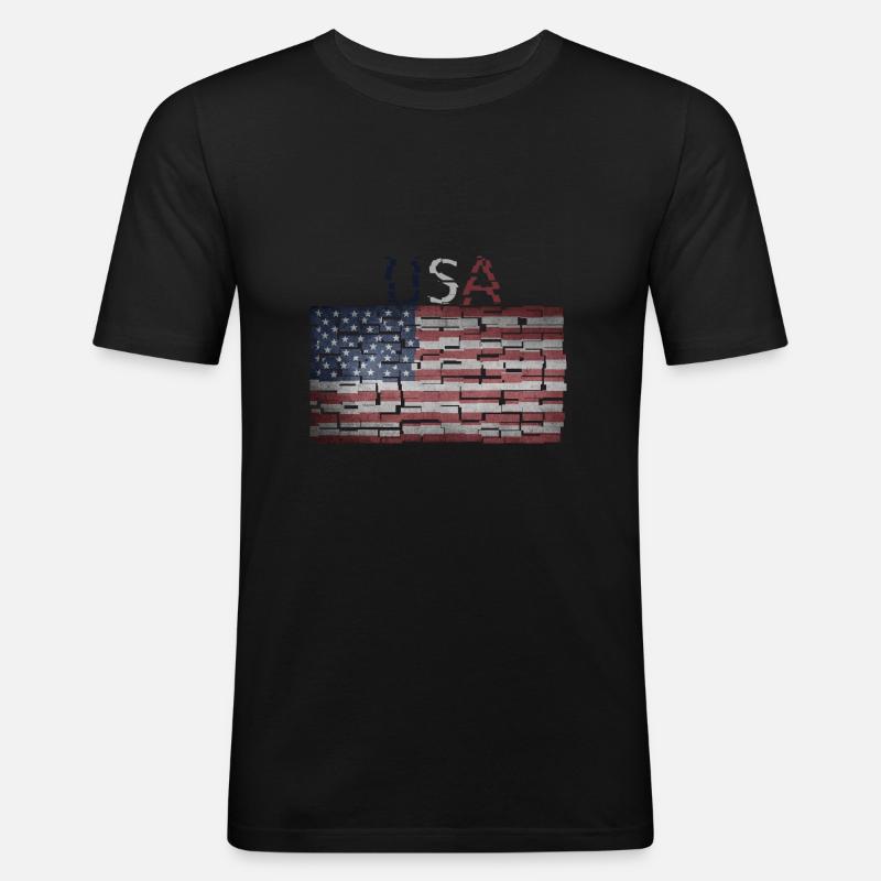 USA Flagge - Geschenkidee - Männer Slim Fit T-Shirt - Schwarz