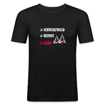 #schwarzwald #heimat #liebe - Männer Slim Fit T-Shirt - Schwarz - Vorne - Nik (191cm)