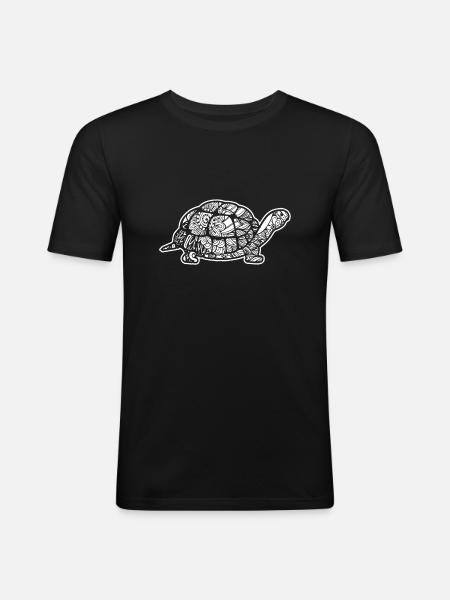 Tortoise Floral Pattern - Men's Slim Fit T-Shirt - black