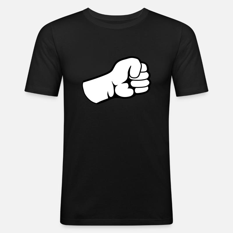 Geballte Faust Design - Männer Slim Fit T-Shirt - Schwarz