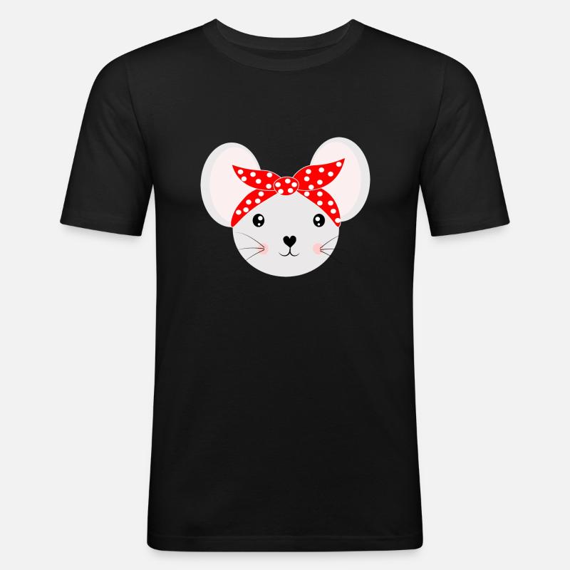 Cute Mouse - Männer Slim Fit T-Shirt - Schwarz