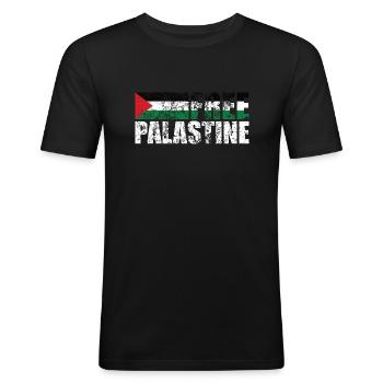 Free Palestine Free Gaza Jerusalem - Männer Slim Fit T-Shirt - Schwarz - Vorne - Nik (191cm)