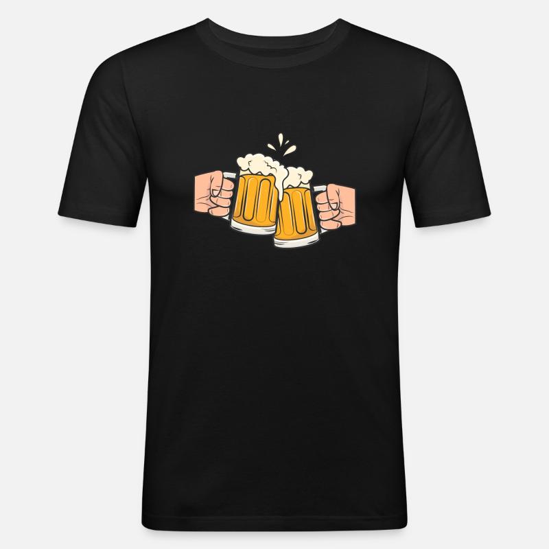 Bier - Männer Slim Fit T-Shirt - Schwarz